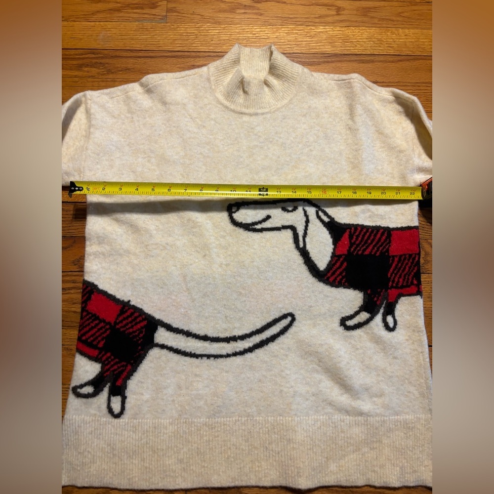 LOFT Cream Dog patterned Sweater - Picture 6 of 9